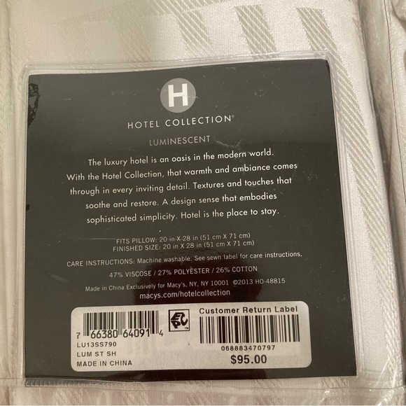 2 Standard Pillow Shams Hotel Collection Luminescent Silver New Old Stock - Picture 5 of 12